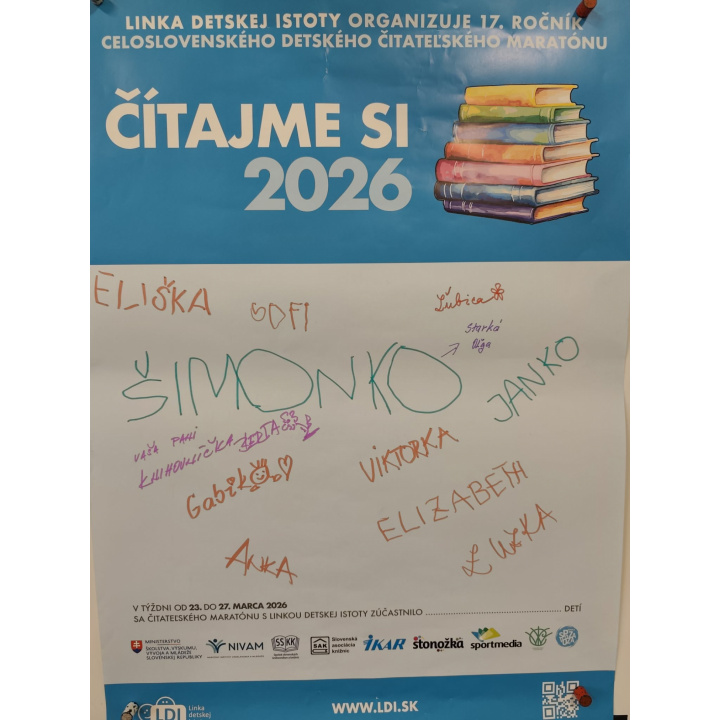 Menšia fotka pre článok Čitateľský maratón ''Čítajme si 2026'' s deťmi materskej školy
