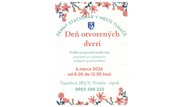 Fotka pre článok Mesto Tlmače Vás pozýva na Deň otvorených dverí do nového Denného stacionára