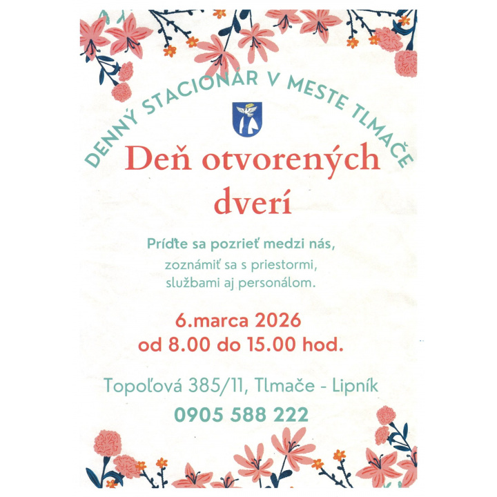 Menšia fotka pre článok Mesto Tlmače Vás pozýva na Deň otvorených dverí do nového Denného stacionára