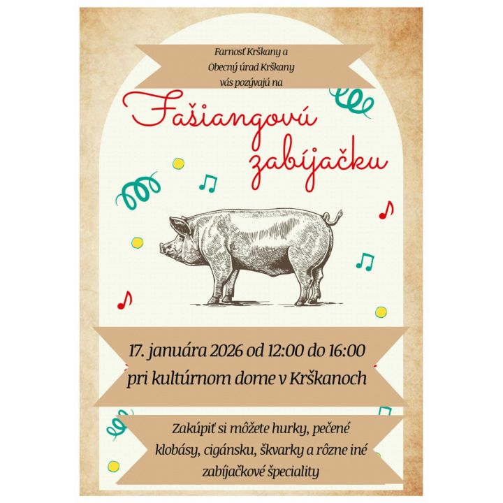 Menšia fotka pre článok Pozývame Vás na Fašiangovú zabíjačku